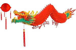 TUPARKA Chinese Dragon with Red Lantern for Chinese Lunar New Year Decoration(4.92 Feet)