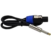 SbE-rsyun 3 ft Speaker Cable 12 Gauge Wire 2 Conductor Speakon with Twist Lock to 1 4 Inch TS Male Compatible with PA DJ Home Audio