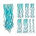 SWACC 7 Pcs Full Head Party Highlights Clip on in Hair Extensions Colored Hair Streak Synthetic Hairpieces (20-Inch Curly, Teal Blue)