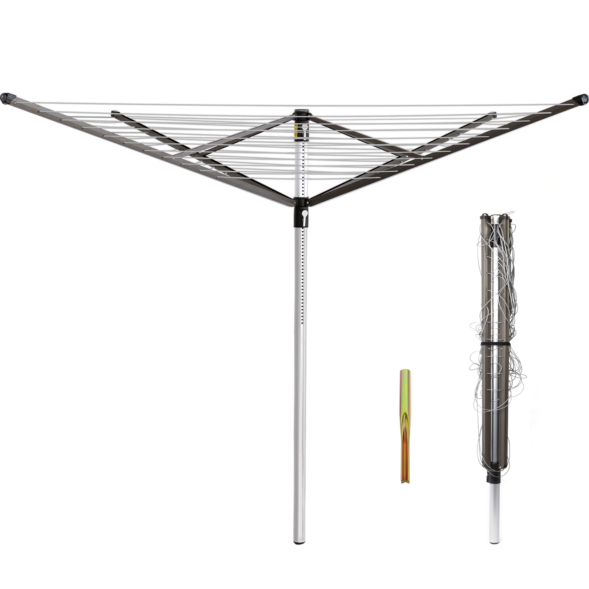Photo 1 of JS HANGER Clothesline Outdoor Rotary Dryer, 4 Arms Foldable Heavy Duty Height Adjustable Clothes Drying Rack, 196FT Drying Space, Hang Wet or Dry Laundry