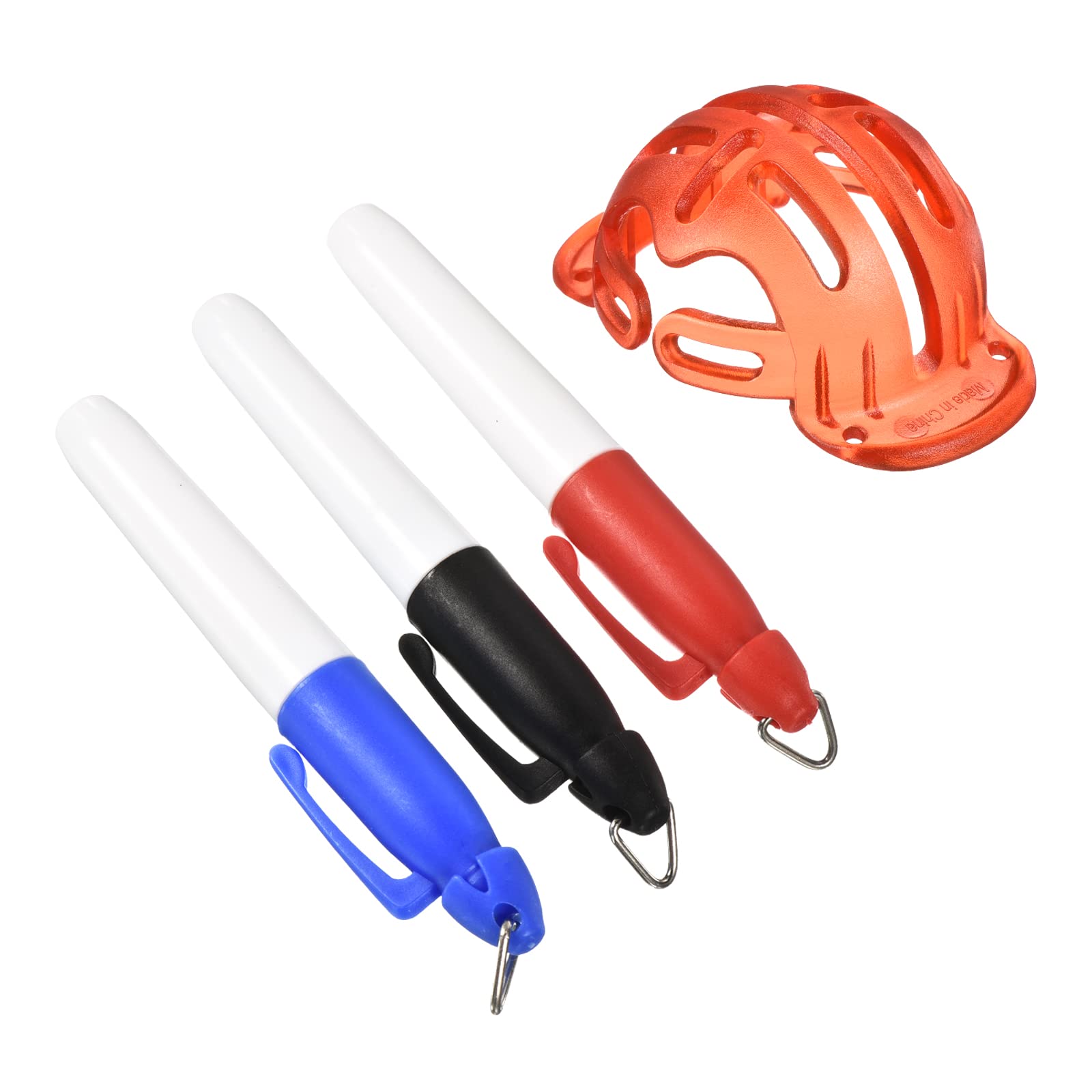 PATIKIL Golf Ball Liner, Cap Style Line Marking Drawing Stencils Marker Alignment Tool with 3 Pens for Golf Sport, Red