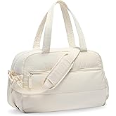 Gym Bag for Women, Travel Duffle Bags with Wet Pocket, Lightweight Carry on Bag Overnight Weekender Duffel Bag, Water Resistant (Beige)