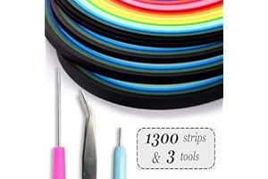 Enenes Quilling Paper 1300 Colorful Paper Strips with 3 Quilling Tools 26 Colors Art Paper Strips Set of 4 Sizes for Crafts and DIY (1300 Colorful Paper Strips)