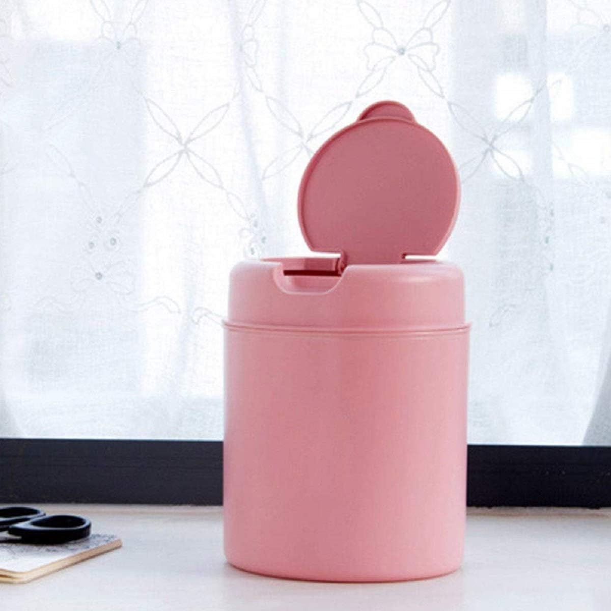 Thrifty Shopper Plastic Mini Waste Bin Desktop Garbage Basket Desktop Trash Can Box (Pink)
