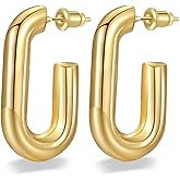Women Hoop Earrings Lightweight 18K Gold Plated Chunky Hoops Earring Daily Jewelry