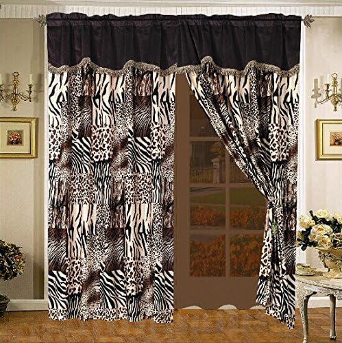 Amazon Com 4 Piece Safari Micro Fur Curtain Set Zebra Giraffe