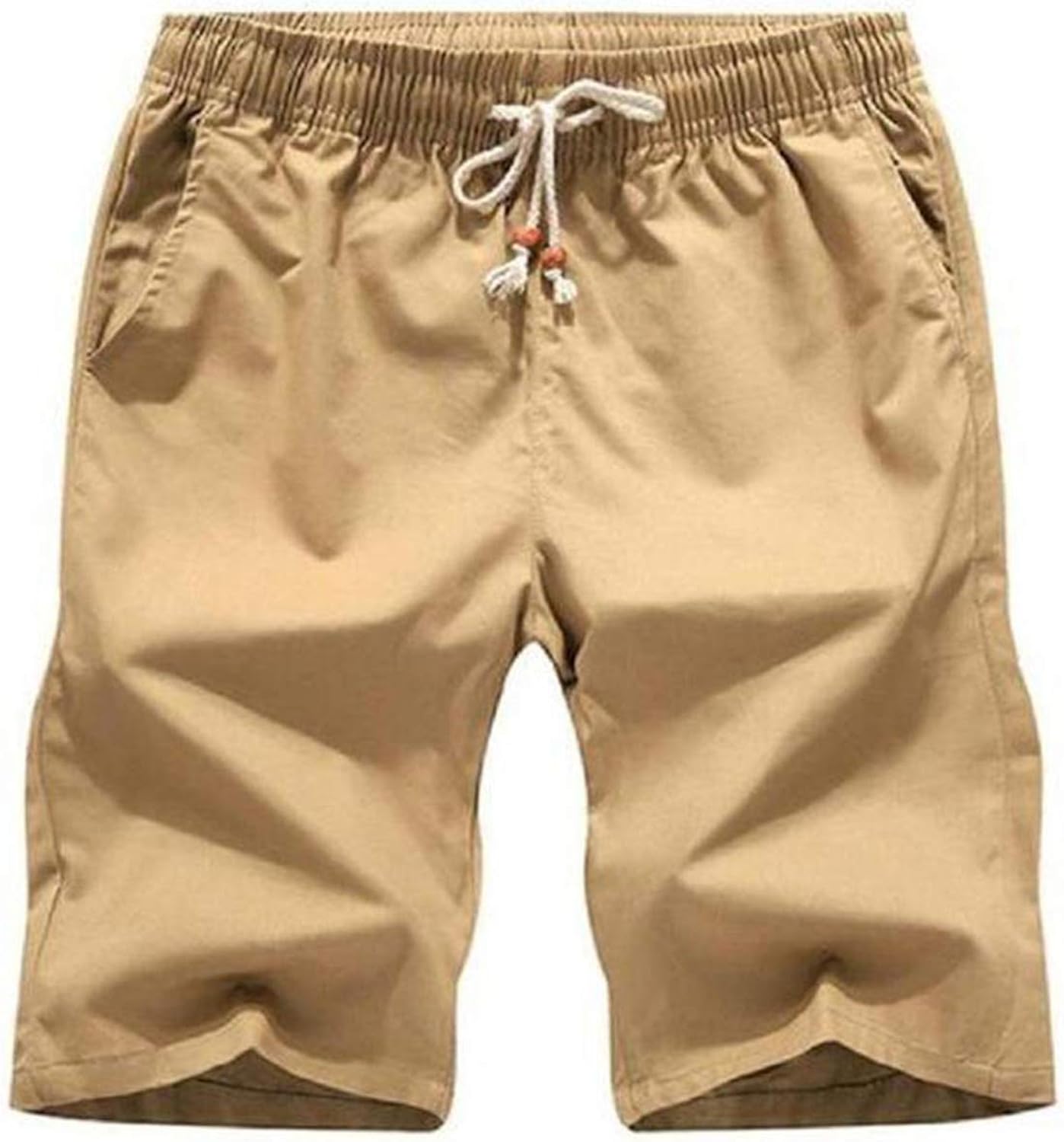 khaki shorts with elastic waistband
