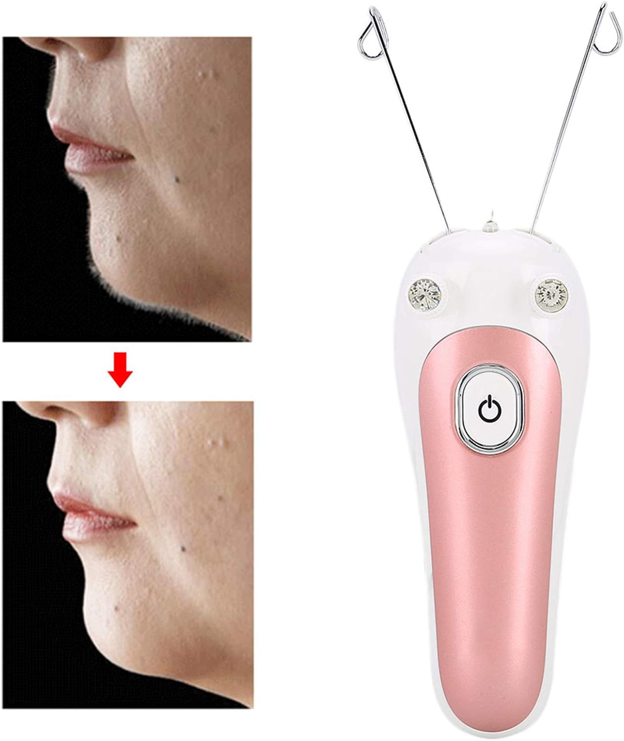 Electric Facial Hair Remover Women Threading Epilator Physical Threader Hair Remover for Face Arm Leg Use(Pink) - Image 3
