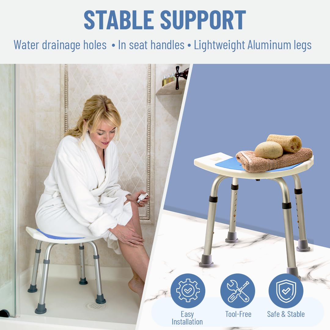 Dr.Kays Shower Chair for Inside Bathroom 350 lbs Shower Stool with Adjustable Height, Portable Heavy-Duty Bath Bench Padded Seat for Inside Tub Bathroom Chair for Elderly and Disabled FSA/HSA Eligible