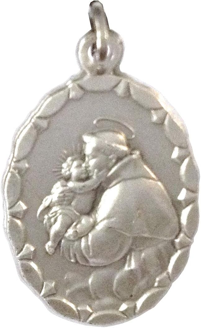 I G J SAINT ANTHONY OF PADUA WITH JESUS CHILD OVAL SHAPE MEDAL - 100% MADE IN ITALY - THE PATRON SAINTS MEDALS