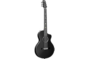 Natasha Carbon Fiber Acoustic Guitar, 38-inch Steel-string Guitarra,Durable 6-string Ultra-thin Guitar for Beginners (Black)