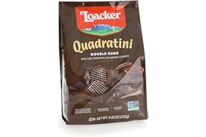 Loacker Quadratin Double Chocolate Wafer Cookies, 250g/8.82oz, Double Chocolate, 250 Grams