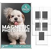 pbf 4x6 Magnetic Picture Frames for Refrigerator | 4 x 6 Clear Magnetic Acrylic Frames | Magnetic Photo Holders for Fridge, Locker, Photo Board, Art Display, Sign Holder (5-Pack)