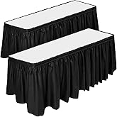 DecorRack 2 Pack Black Table Skirts, 29 in x 14 ft, BPA-Free Plastic