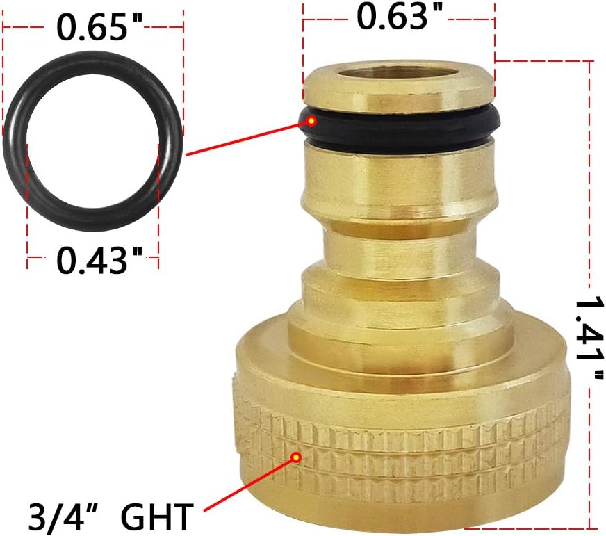 HQMPC Garden Hose Quick Connect Solid Brass Quick Connector Garden Hose Fitting Water Hose Connectors 3/4 inch GHT (2SETS) : Garden & Outdoor