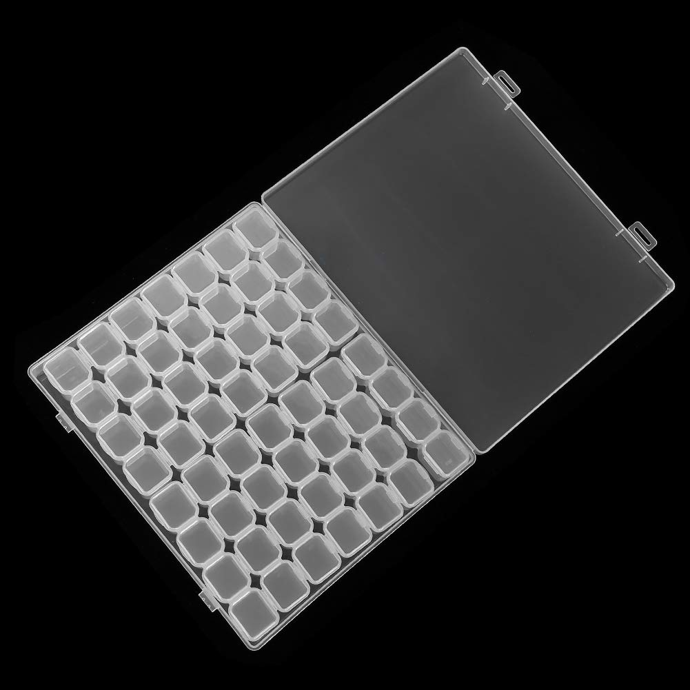 Nail Art Organizer, 56 Slots Jewelry Rhinestones Storage Organizer Box Plastic Nail Art Accessory Decorations Box for Nail Salon and Household