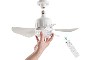 17.71 inch Socket Fan Light Ceiling Fan with Lights, Remote Control, LED Light Bulb E26 Base, Plug Screw in Ceiling Fan in Li