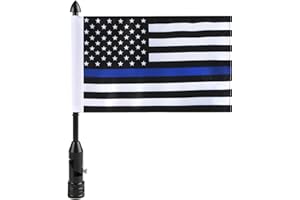 GDCREESTAR Motorcycle Flag Pole Mounts Fold Down 90° With Thin Blue Line American Flag Flip Down Holder Fit For 1/2'' Motorcycle Luggage Rack Harley Davidson Road King Touring Spring Honda Goldwing etc.