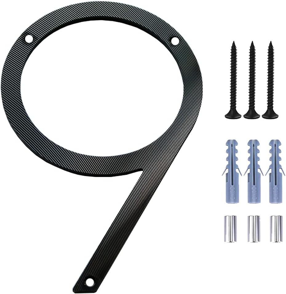 Address Signs - 6’’ Floating House Number Modern House Numbers- Aluminum alloy Home Address Number with Exquisite Drawing Process-black-Number 9