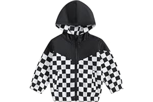 TheFound Toddler Girls Boys Hoodies Jacket Checkerboard Zip-Up Hooded Long Sleeve Coat Fall Winter Kids Clothes Outerwear