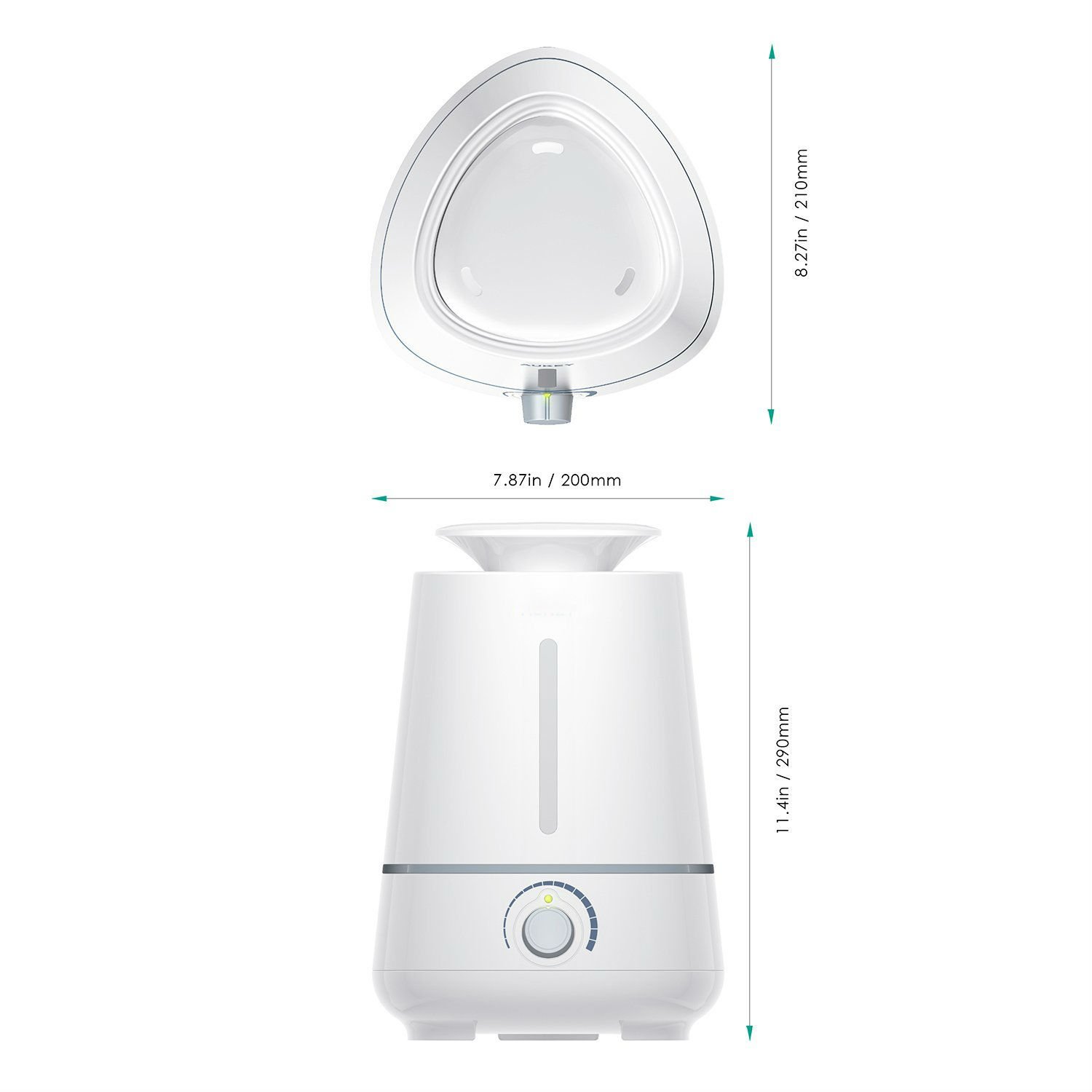 Zoweetek® Humidificador de Aromaterapia / Ultrasónico Cool Mist , Nivel Constante de Humedad, Control de Vapor, Temporizador Sin Ruido 3.5L