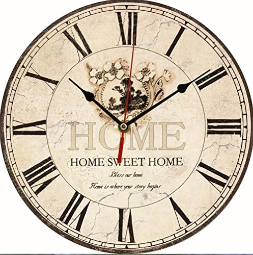 11.8 Inch Clock European Style Creative Wooden Clock Fashion Home Electronic Clock (Home sweet home)
