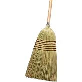 Tidy Tools Corn Broom with Wood Handle Heavy Duty Indoor Outdoor Broom (1 1/4 Inch Handle)