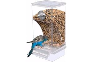 XUNGIETO Automatic Bird Feeder for Cage, No Mess Parakeet Feeder Parrot Seed Food Container for Parakeets Cockatiels Lovebirds