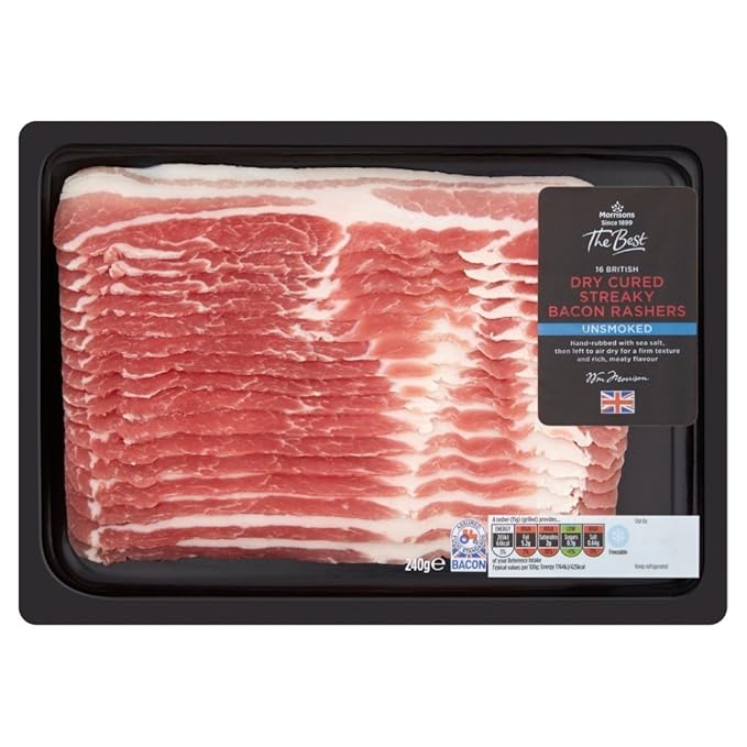 Morrisons The Best Dry Cure Unsmoked Streaky Bacon, 240 g Amazon.co.uk