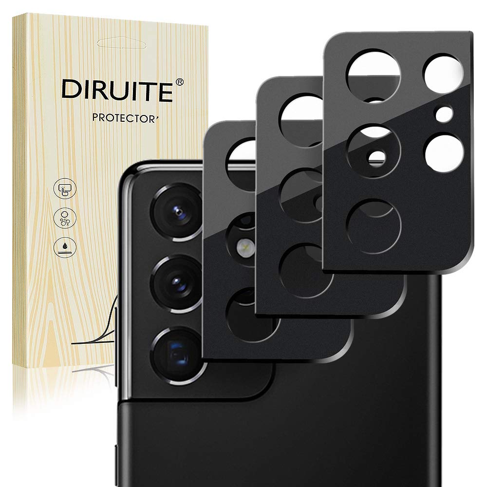 Diruite 3-Pack for Samsung Galaxy S21 Ultra 5G Camera Lens Protector Metall Lens Protective for Samsung Galaxy S21 Ultra 5G Camera Lens Protector-Black