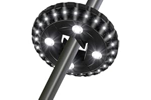 POOCCI Solar Patio Umbrella Lights Rechargeable Umbrella Patio Lights 28 LED 3 Lighting Modes Solar Powered Waterproof Outdoor Lights with Clip for Outdoor Lighting Beach Garden Party Patio Decor