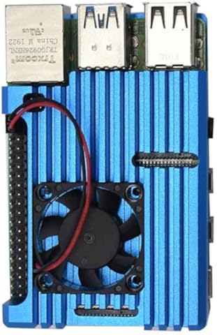 Protective Armor - Carcasa con ventilador para Raspberry Pi 4 (aleación de aluminio), Azul