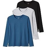 Cosy Pyro Cotton Long Sleeve T Shirt for Women Crew Neck Classic-Fit Workout Shirts Soft Solid Basic Tee