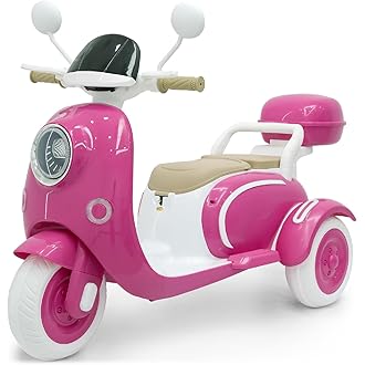 HEIMILI Kids Electric Motorcycle,Electric Scooter for 3 Year Old,3-Wheel 12V Ride On Scooter for Kids with Storage Compartmen