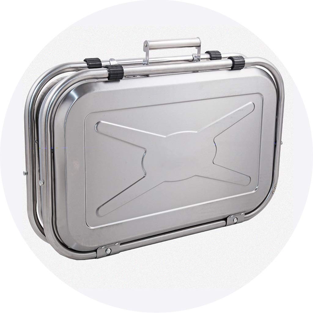Kitchen Barbecue Turners Barbecue Tray Outdoor Portable Portable Barbecue Grill Field Folding Charcoal Barbecue Box Car Trunk Car Portable Easy to Store (Color : Silver, Size : 59.54366cm)