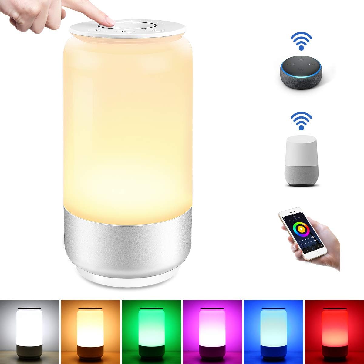 LE Alexa Nachttischlampe Touch Dimmbar, LED Smart WiFi Tischlampe mit Timing Funktion, Nachtlicht 2000K-6000K Warmweiß RGB, bis zu 16 Millionen Farben, Kompatibel mit Alexa Google Home