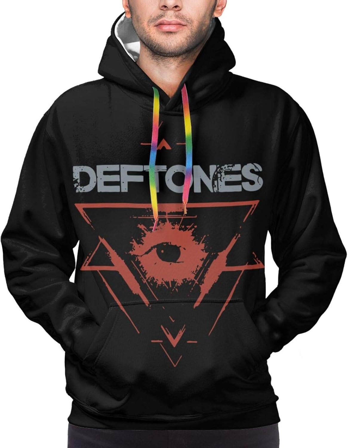 LEYUEFENG Deftones Men's Hoodies Sweatshirt Fashion 3D Print Sports Pullover Cozy Hooded Black