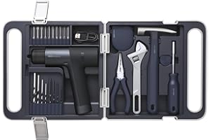 HOTO Brushless Drill Tool Kit, 12V Cordless Power Drill Tool Kit with LED Display, Includes Drill/10 Bits & 8 Drill Bits/Tape