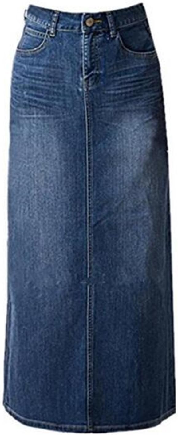 Women's Juniors Casual High Waist A-Line Split Blue Jean Denim Long Pencil Skirt