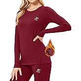 MeetHoo Thermal Underwear for Women, Winter Warm Base Layer Compression Set, Fleece Lined Long Johns Running Skiing Red