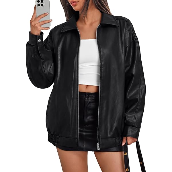Amazon.com: MakeMeChic Women's Faux Leather Shacket Long Sleeve