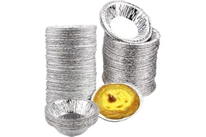 100 Pcs 3'' Round Aluminum Foil Mini Pans,Freezer Oven Safe,Great for Baking Tarts,Quiche,Pudding,for Baking,Cooking,Storage 