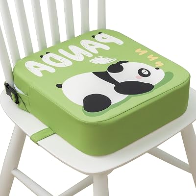 Eiury Toddler Booster Seat for Dining Table, Portable Kids Booster Seat with Safety Buckles Portable Increasing Booster Cushion with Non-Slip Bottom (Green Panda)