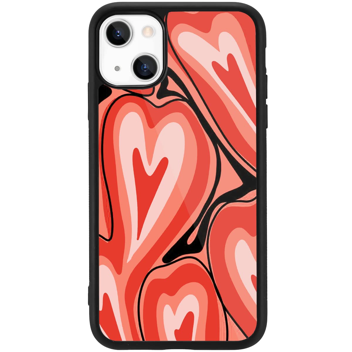 MAYCARI Compatible with iPhone 13 Pro Case for Girls Women Children Cute Love Heart-C, Girly Aesthetic Pattern with Soft TPU Hard Back Protective Case for iPhone 13 Pro