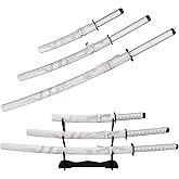 FunrBolt-kt 3-Piece Set Katana Full Tang 1065 High Carbon Steel Blade Japanese Samurai Sword Real,Iaido Samurai Sword Display Decoration Gift
