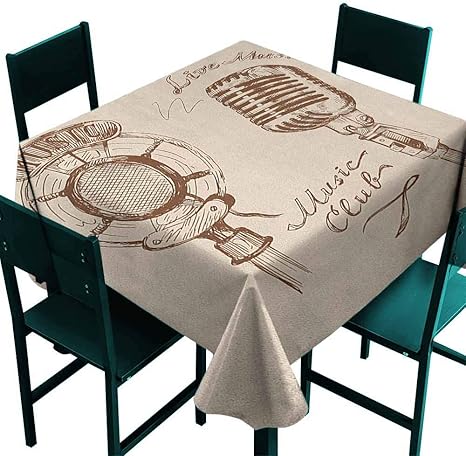 Amazon Sunnyhome こぼれ防止テーブルクロス 音楽 ミュージカルツリー 秋のト音記号 トランク 渦巻き 自然のイラスト 葉 クリエイティブなデザイン テーブルカバー キッチン ダイニングテーブルトップ デコラティオ マルチカラー 60x60 Inch 153cmx153cm テーブル