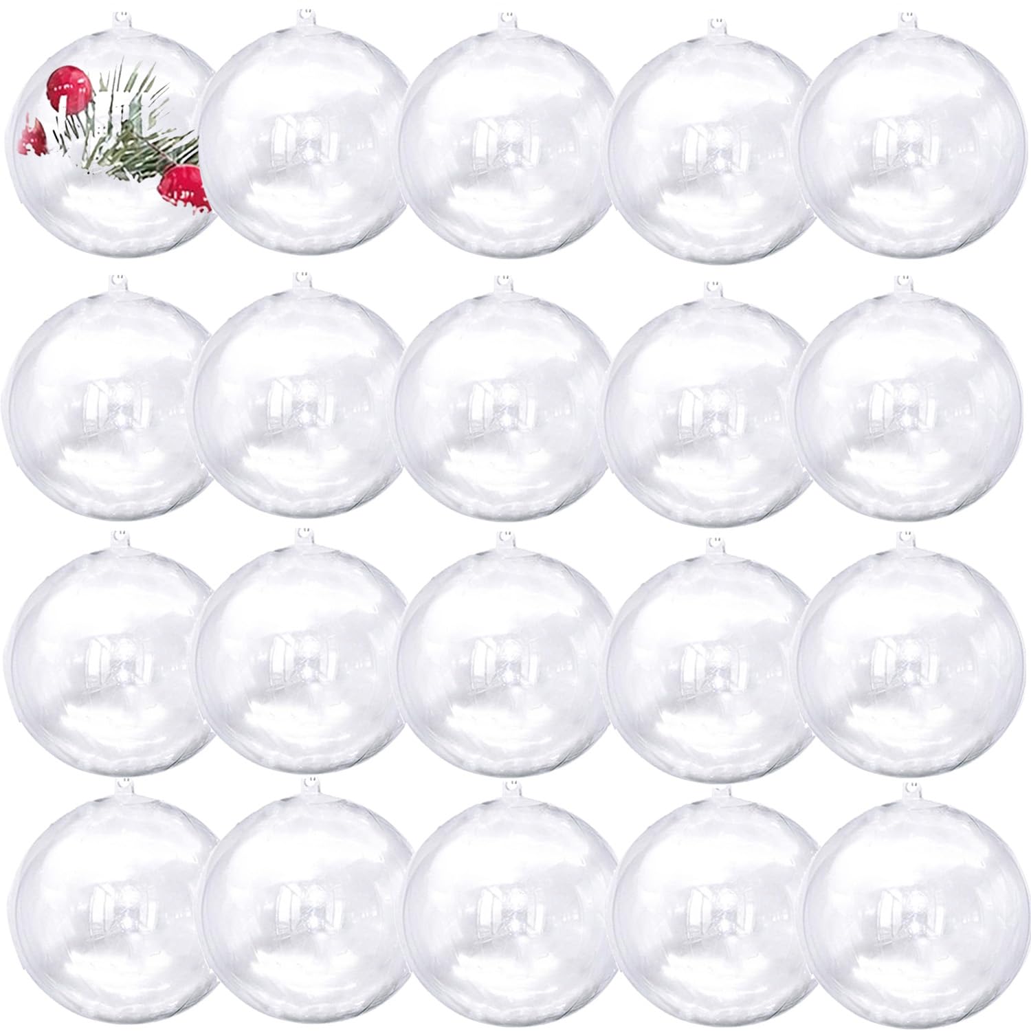 Photo 1 of 3.14"/80mm=20Pack Hanging Ornaments Clear Christmas Ball Ornaments, Fillable DIY Craft Plastic Balls Transparent Xmas Decor Balls - Fillable Bauble Ball Ornaments for Holiday Wedding Party Décor
