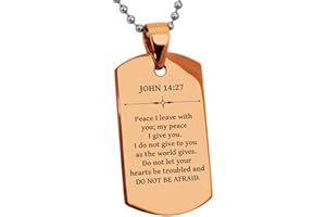 Tioneer Stainless Steel Do Not Be Afraid John 14:27 Dog Tag Pendant Necklace
