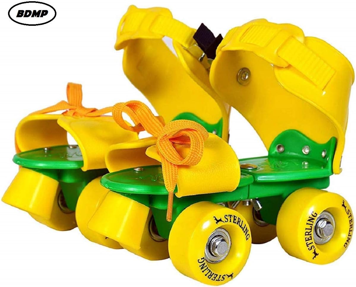 BDMP Sterling Adjustable Roller Skates for Kids Junior Girls Boys Outdoor Sports Games Adjustable Size 16 CMT. to 21 CMT (Yellow)