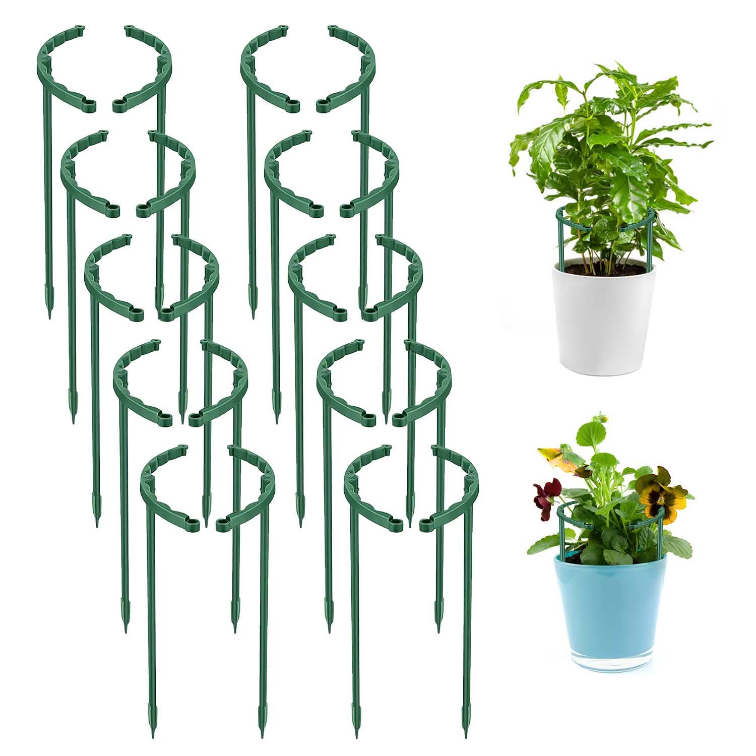 Plant Support, 20 Pieces Plant Holder, Shrub Holder, Semi-Round Plant Support, Trellis Support, Indoor Plants, Trellis, Suitable for Plants, Vegetables, Flowers (24.5 x 14.7 cm)